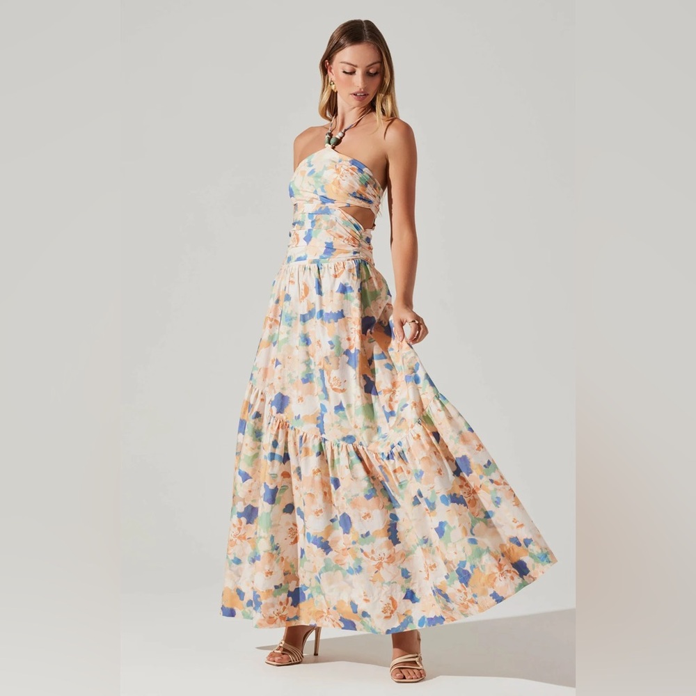 ASTR Linnea Halter Maxi Dress